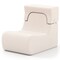 Beige Ice Velvet Floor Sofa Chair Ergonomic Backrest Detachable Headrest 350 lbs
